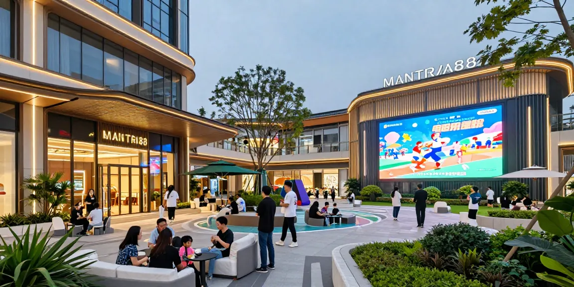 MANTRA88 entertainment complex with families enjoying vibrant outdoor spaces.