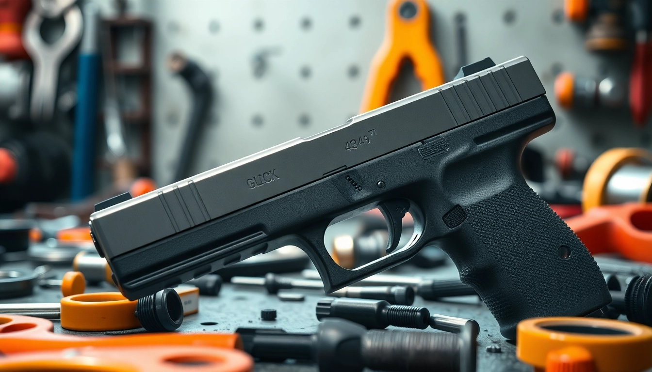 Examine the precision of a Glock 43X slide in detail, showcasing its metallic design and craftsmanship.