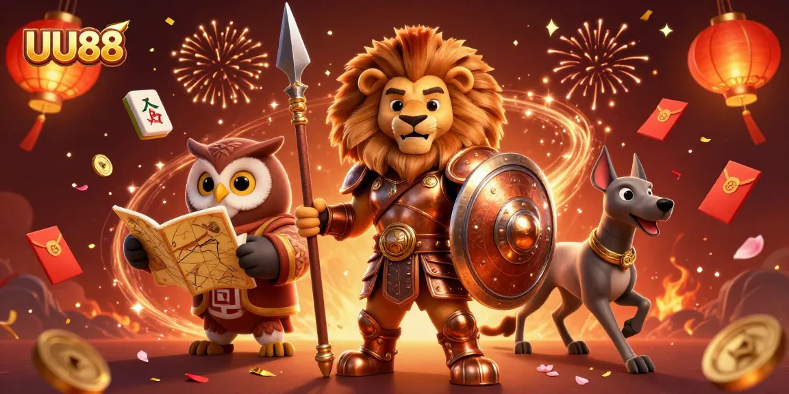 Experience the excitement of UU88 casino games with dynamic 3D characters celebrating in a vibrant scene.