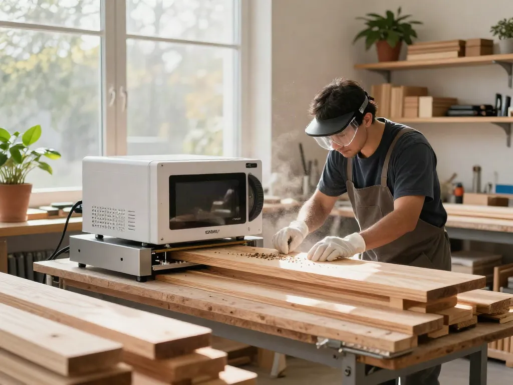 SHASHEL® microwave device in action eliminating wood-boring insects.