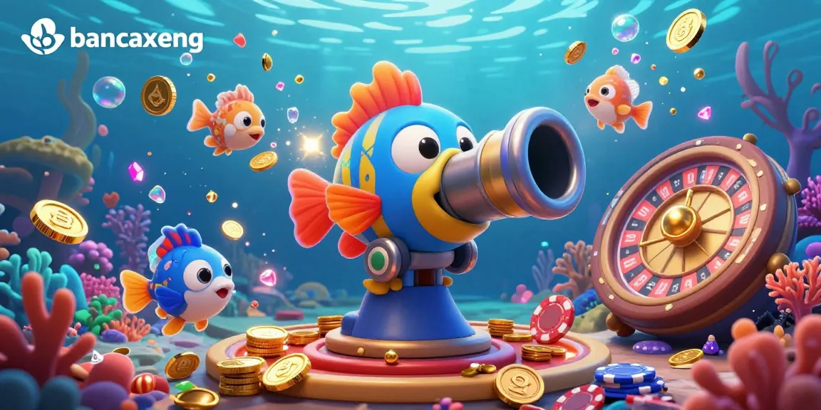 Engage in the action of bancaxeng as players shoot for treasure amidst vibrant underwater scenes and a spinning roulette.
