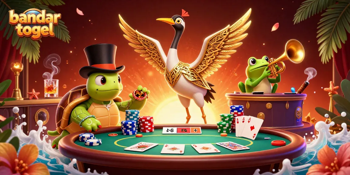 Experience excitement with bandar togel as cartoon characters engage in lively poker action at a speakeasy.