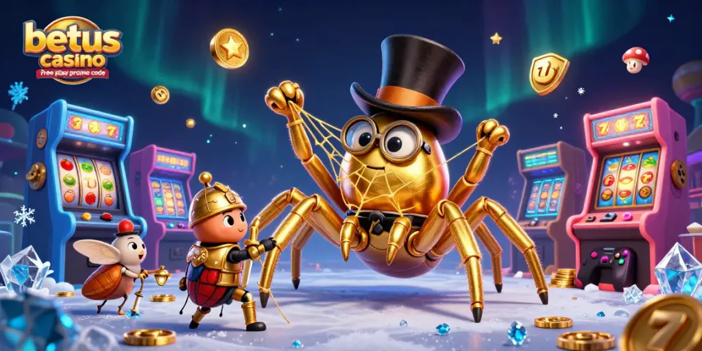 Experience the thrill of winning with betus casino free play promo code, featuring a whimsical 3D scene full of gaming elements.