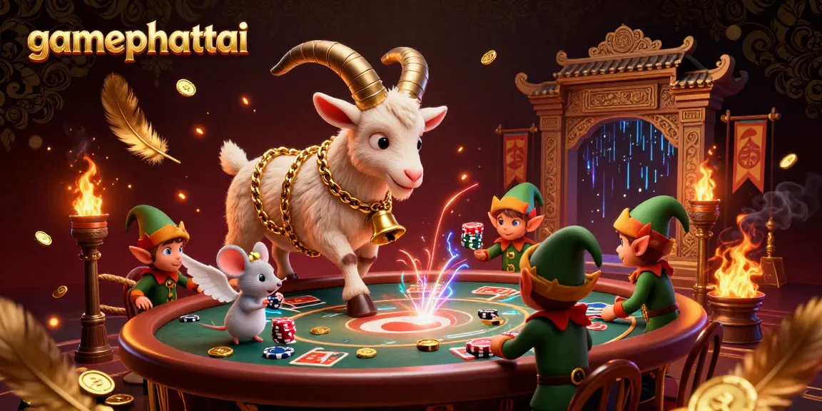 Engage with gamephattai's vibrant 3D casino experience featuring characters in a dynamic holiday scene.
