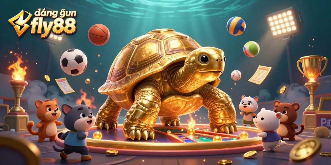 Engage with đăng nhập fly88 and enjoy thrilling games in a dynamic casino scene featuring a golden tortoise.