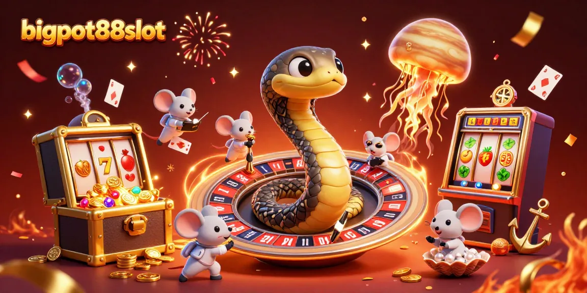 Melihat para pemain mengadu keberuntungan di bigpot88slot dengan jackpot slot bersinar di latar belakang.