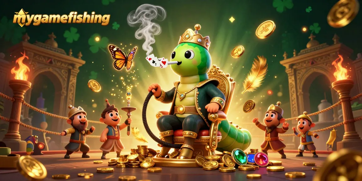 Experience mygamefishing with a whimsical 3D illustration of a hookah-master in a vibrant casino atmosphere.