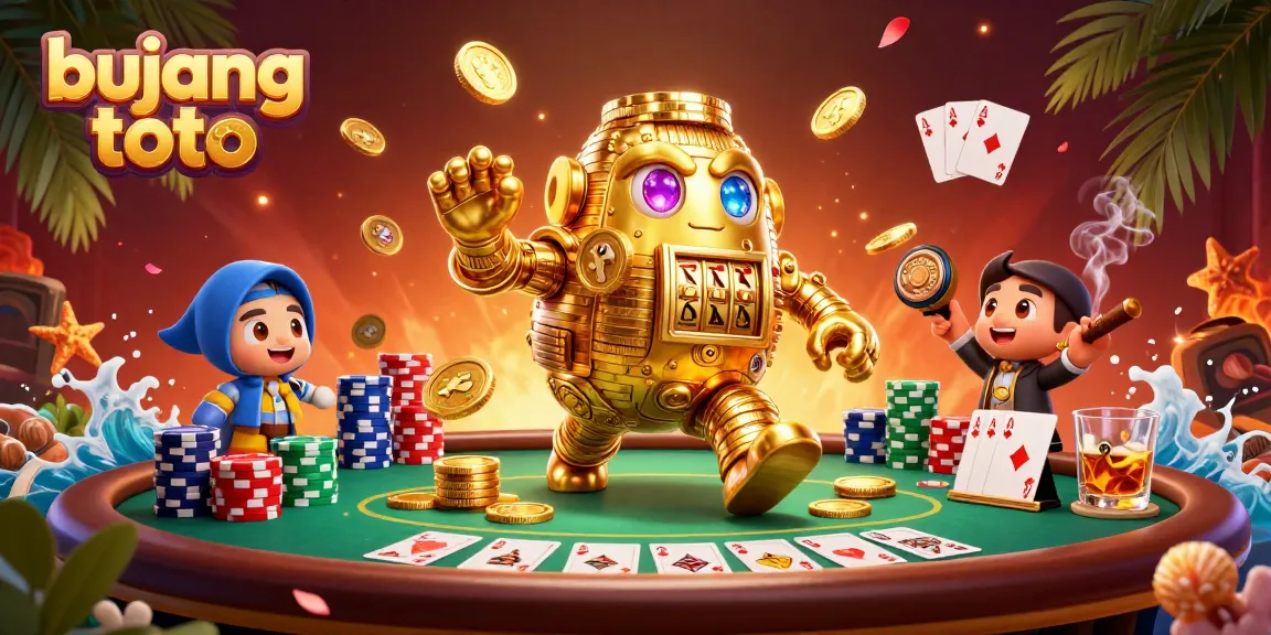 Experience the thrilling magic of bujang toto with golden golem and vibrant casino elements.