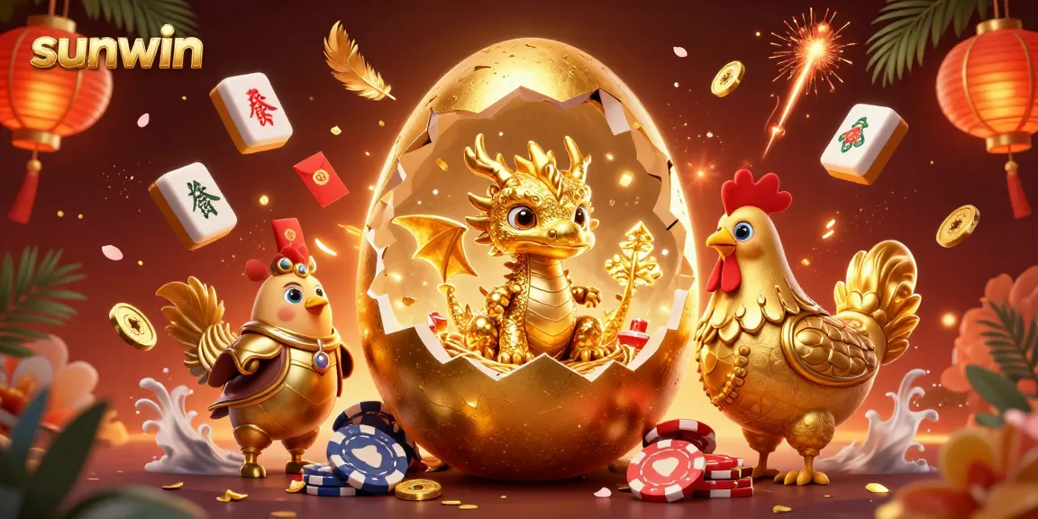 Experience the thrill of sunwin with a golden dragon and poker chips in a vibrant casino setting.