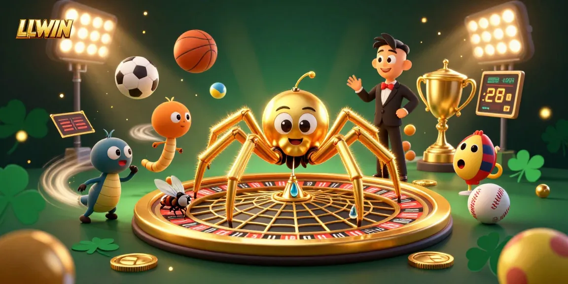 Experience thrilling betting at LLWIN with a golden spider spinning the roulette web