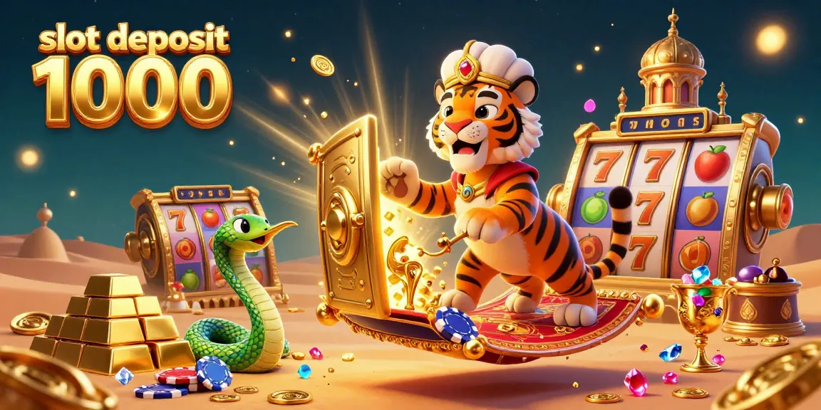 Experience exciting wins with slot deposit 1000 in this vibrant casino scene featuring rich gaming elements.