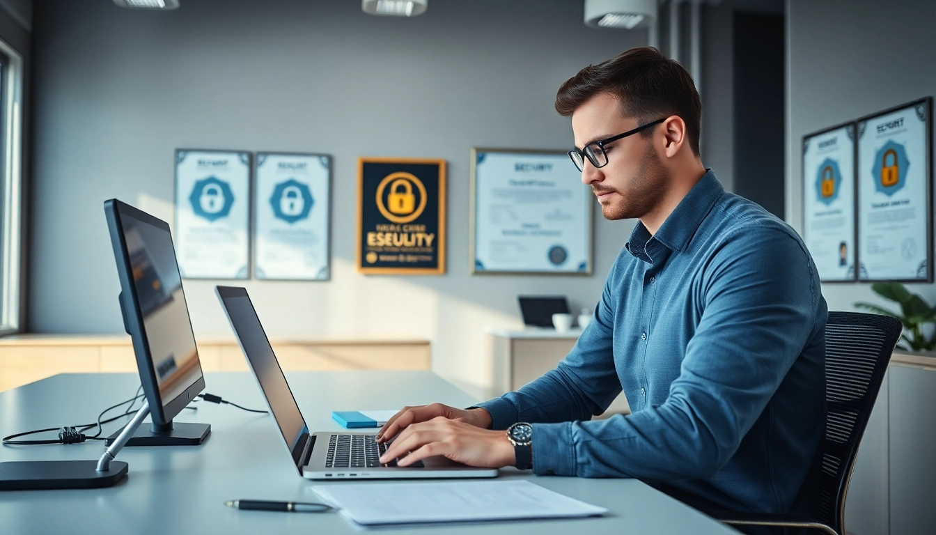 Showcasing the importance of cyber essentials accreditation in a bright office setting.