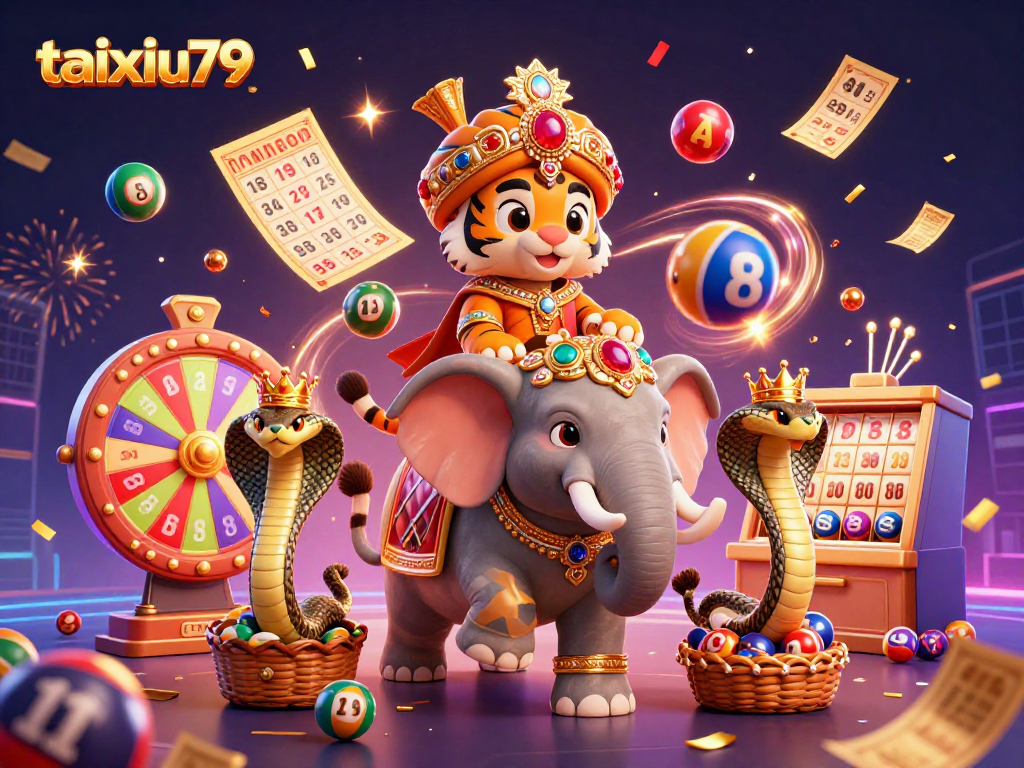 Experience the thrill of taixiu79 with vibrant lottery elements and enchanting characters in this captivating 3D illustration.