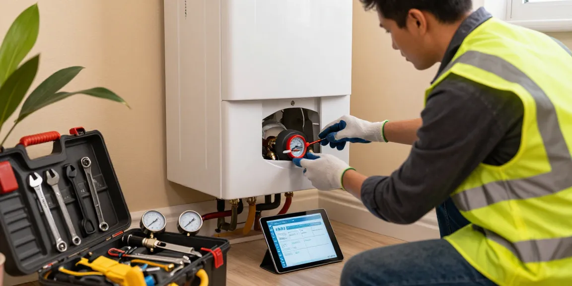 Thermal boiler repair technician diagnosing system issues to provide reliable heating solutions and see more details.