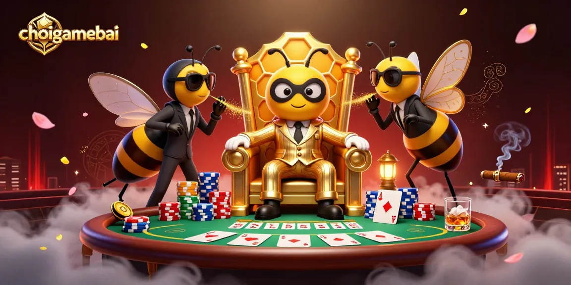 Engage in thrilling gameplay with choigamebai, featuring characters in a vibrant poker scene.