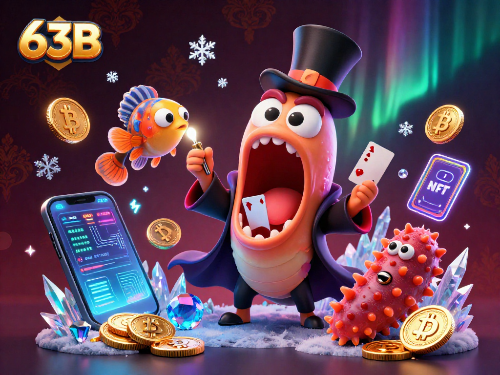 63B apresenta uma cena mágica no cassino com criaturas marinhas e elementos de criptomoedas