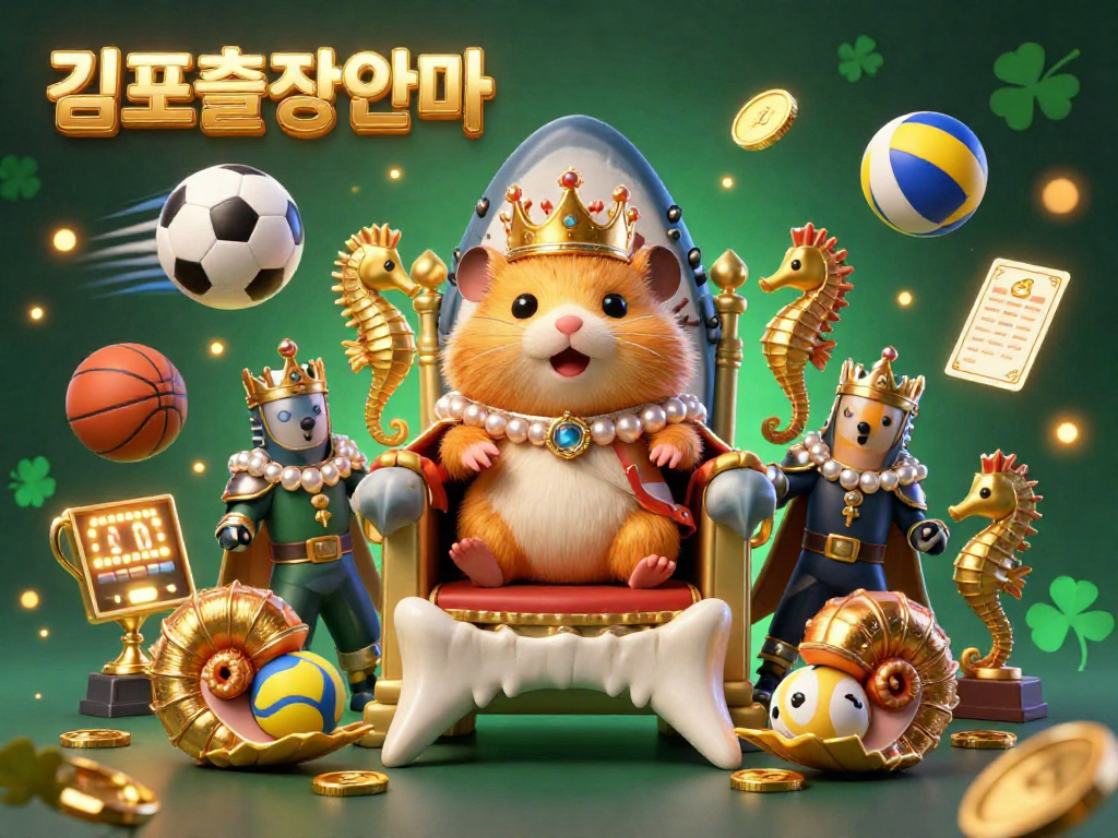 Experience 김포출장안마 in a vibrant scene with a hamster king, royal guards, and dynamic betting elements.