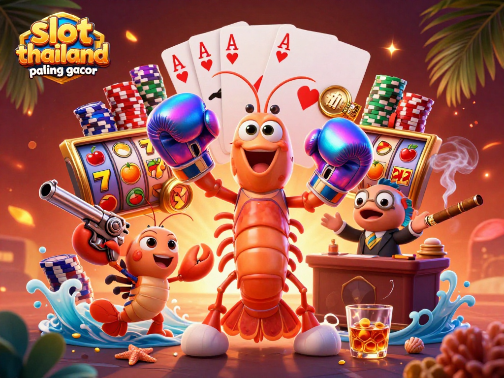 Spin the reels with slot thailand paling gacor amidst vibrant 3D characters and gambling elements in action.