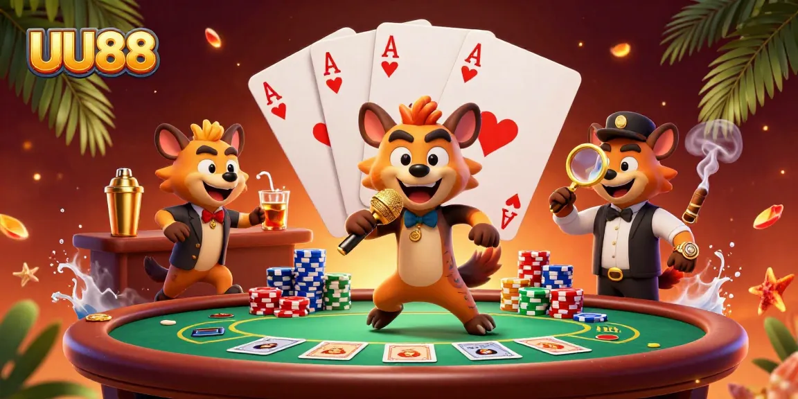UU88 hyena casino characters enjoying gambling activities with vibrant visuals and engaging details