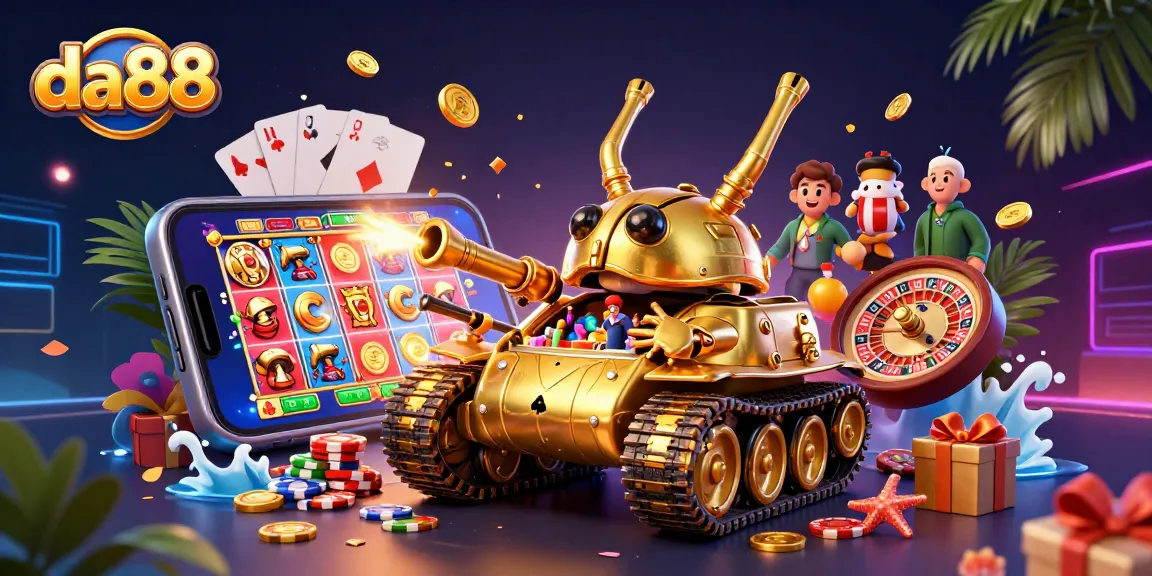Experience the excitement of da88 with a vibrant casino scene in a golden beetle tank.