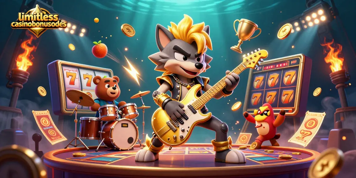 Experience the excitement of limitlesscasinobonuscodes with vibrant 3D gambling action featuring slot reels and characters.