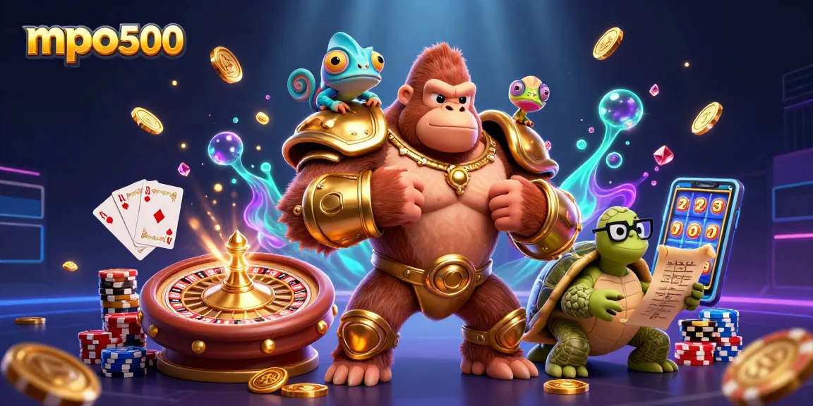 Experience epic gameplay at mpo500 with a powerful gorilla king and ancient gambling scroll.