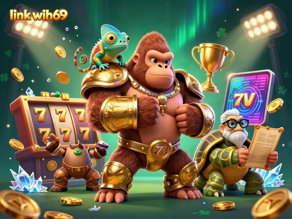 Link wih69 menampilkan gorila raja kuat dalam armor emas, untuk pengalaman bermain kasino yang tak terputus.