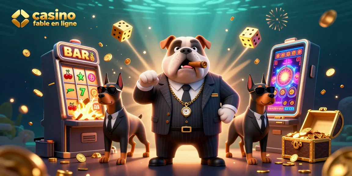 Découvrez le monde du casino fiable en ligne avec un bulldog mafia et ses gardes du corps.
