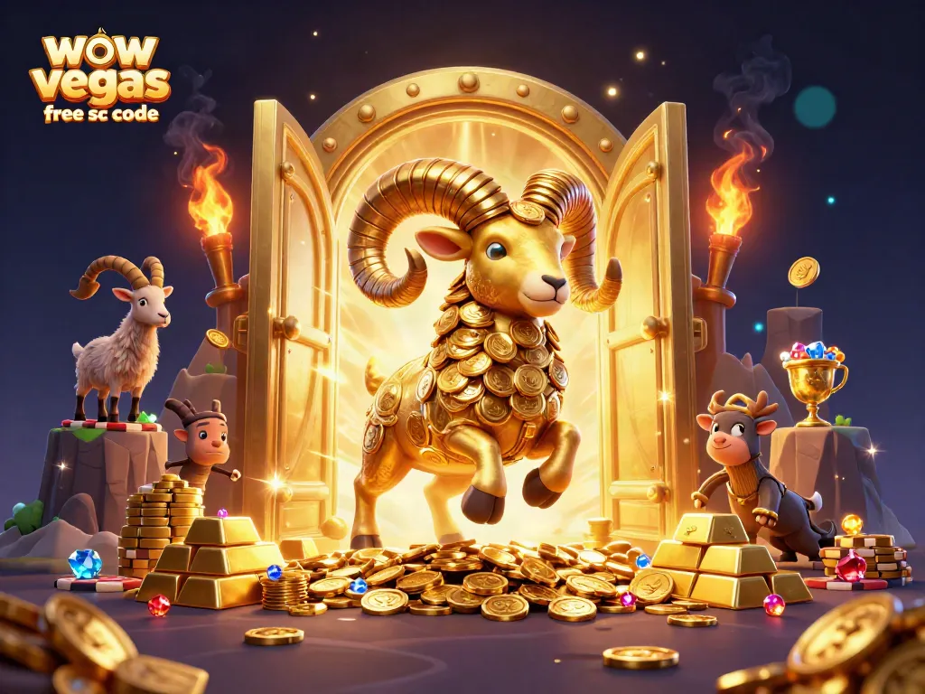 Claim your rewards with wow vegas free sc code in this vibrant casino-themed illustration.